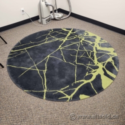 72" Black and Yellow Patterned Round Area Rug